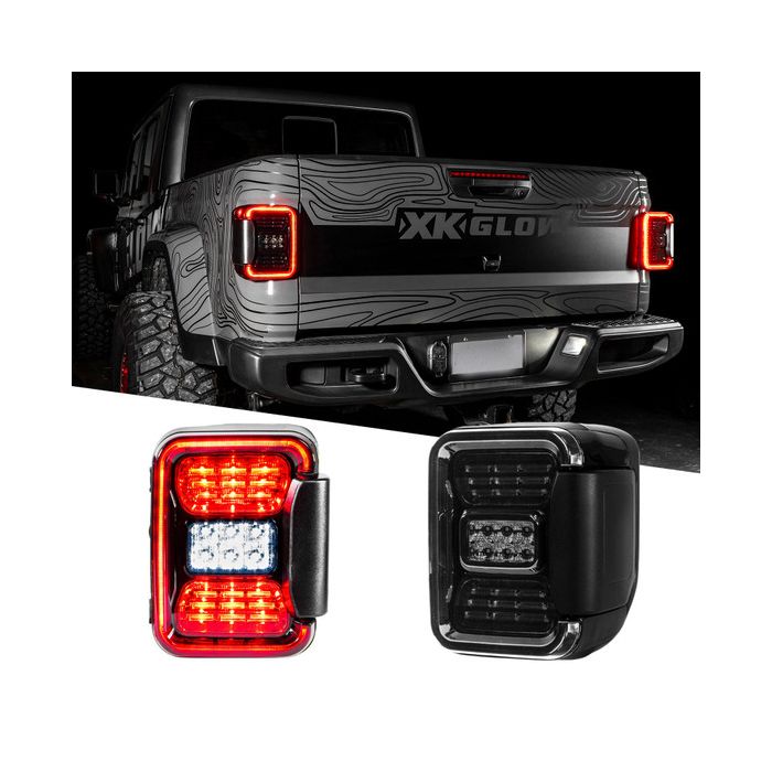 XKGLOW XK041028 LED Smoked Lens Tail Light Kit for 20-25 Jeep Gladiator JT 