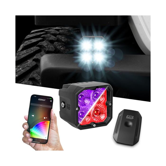 XKGLOW  2pc C3 SAE Cube Light Kit with XKchrome Smartphone App  