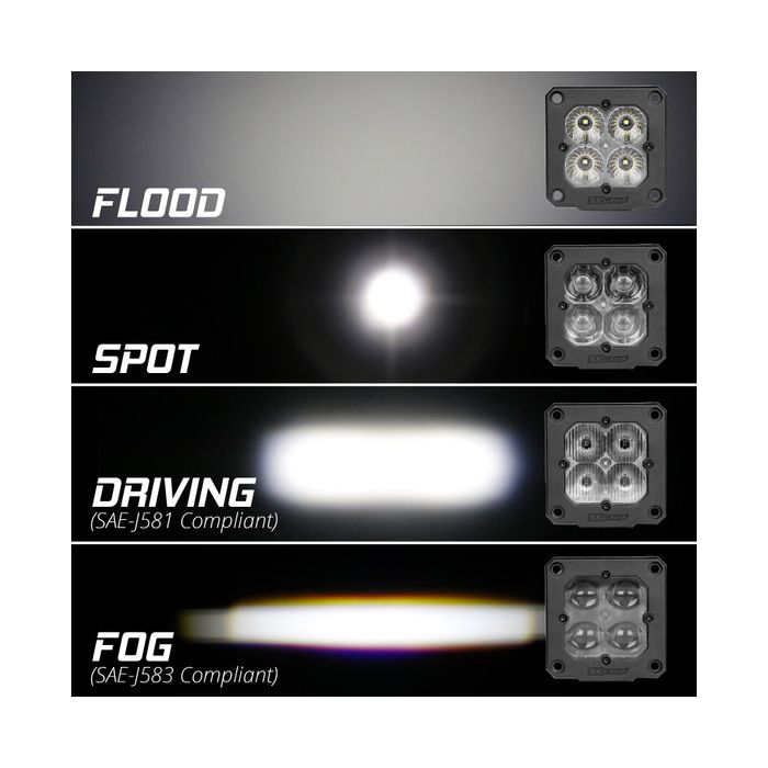 XKGLOW  2pc Flush Mount C3 SAE Cube Light Kit with XKchrome Smartphone App 