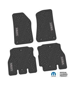 18-24 Jeep JLU 4 Dr Front and Rear -Tire Tread/Scorched Earth Scene w/ Willys Insert - Black w/ Silver Insert