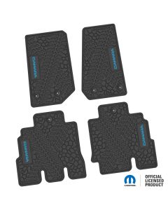 14-18 Jeep JKU 4 Dr Front and Rear -Tire Tread/Scorched Earth Scene w/ Sahara Insert - Black w/ Light Blue Insert