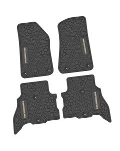 FlexTread  Tire Tread/Scorched Earth Scene Front & Rear Liners with RUBICON Logo for 21-24 Jeep Wrangler JL Unlimited 4xe