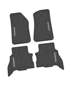 FlexTread  Tire Tread/Scorched Earth Scene Front & Rear Liners with RUBICON Logo for 21-24 Jeep Wrangler JL Unlimited 4xe