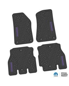 18-24 Jeep JLU 4 Dr Front and Rear -Tire Tread/Scorched Earth Scene w/ Wrangler Insert - Black w/ Purple Insert