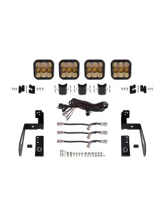 Diode Dynamics DD7230 SS5 4-Pod CrossLink Grille Lightbar Kit Sport Yellow Combo for 07-18 Jeep Wrangler JK
