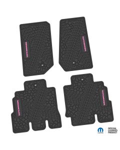 07-13 Jeep JKU 4 Dr Front and Rear -Tire Tread/Scorched Earth Scene w/ Wrangler Insert - Black w/ Pink Insert