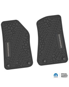 18-24 Jeep JL 2 Dr Front -Tire Tread/Scorched Earth Scene w/ Wrangler Insert - Black w/ Silver Insert