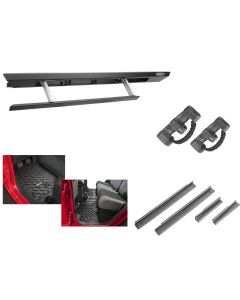 RSE Side Steps w/ Quadratec Ultimate FR/RR Liner, Entry guard, BLK Grab Handle Wrangler 14-18 JK 2-Door