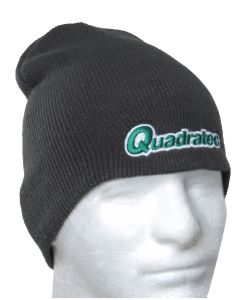 KNIT BEANIE HAT-QUADRATEC LOGO-CHARCOAL