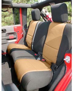 Rugged Ridge 13264.04 Custom Fit Neoprene Rear Seat Covers in Black & Tan for 11-18 Jeep Wrangler Unlimited JK 4 Door
