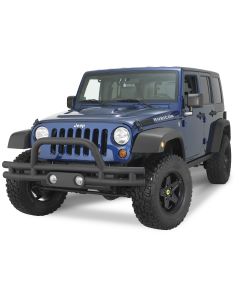 Rampage Products 88625 Front Double Tube Bumper with Fog Light Holes in Textured Black for 07-22 Jeep Wrangler JL, JK & Gladiator JT