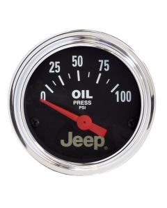 Auto Meter 880240 Jeep Logo 2 1/16" Diameter Electrical Oil Pressure Gauge (Measures from 0 - 100 PSI) 