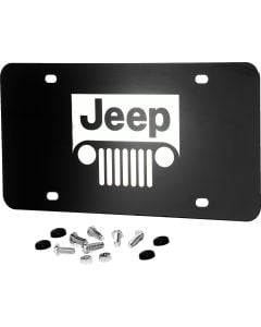 AUG JEEP GRLL LICENSE PLATE RUGGED BLK