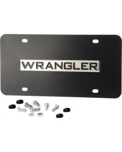 Automotive Gold WRANCB 3-D Black Powder Coated Wrangler Logo License Plate 