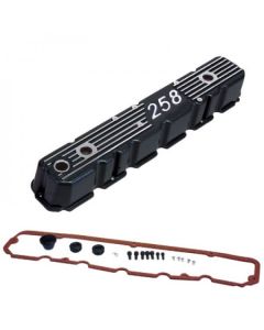 OMIX 17401.15 Black Aluminum Valve Cover for 81-87 CJ Series & Wrangler YJ with 4.2L 258c.i. Engine