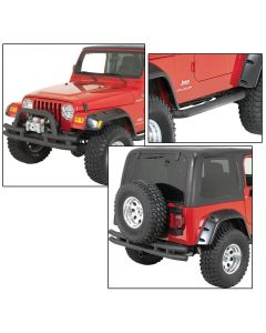 Quadratec  QR3 Front Tube Winch Mount Bumper with Rear Bumper with Hitch & Side Steps for 87-06 Jeep Wrangler YJ & TJ