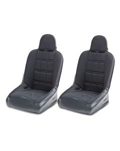 MasterCraft 00525200 Nomad Front Seats with Fixed Headrest in Black with Black Sides for 76-06 Jeep CJ & Wrangler YJ, TJ, Unlimited