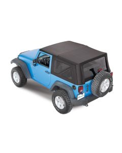 Mopar 82213650 Complete Cable Style Sunrider Twill Soft Top in Black for 07-18 Jeep Wrangler JK 2 Door