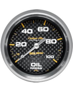 CARBON FIB 2 1/16 OIL GAUGE 0-100 PSI