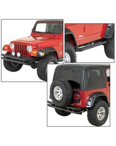 Quadratec  QR3 Front Tube Bumper without Hoop, Rear Tube Bumper with Hitch & Free Side Steps for 87-06 Jeep Wrangler YJ & TJ