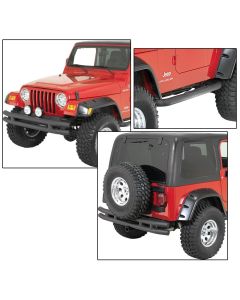 Quadratec  QR3 Front Tube Bumper without Hoop, Rear Tube Bumper with Hitch & Side Steps for 87-06 Jeep Wrangler YJ & TJ
