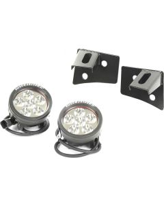 Rugged Ridge 11027.11 Windshield Light Bracket Kit in Black with Round LED Lights for 07-18 Jeep Wrangler JK