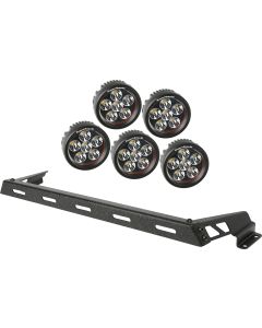 RUR HOOD LIGHT BAR KIT 5 RND TEX BLK JK