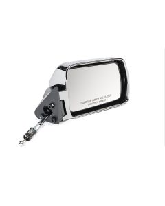 Quadratec  Passenger Side Manual Remote Replacement Mirror in Chrome for 84-96 Jeep Cherokee XJ