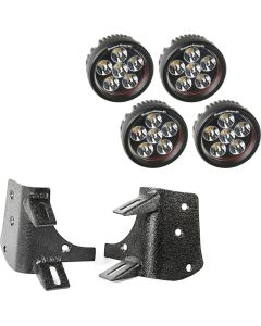 Rugged Ridge 11232.37 A-Pillar Light Mount Brackets Kit with 3.5" Round LED Lights for 97-06 Jeep Wrangler TJ