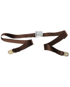 2POINT BRN LAPBELT NONRETRAC W/CHRM LFT