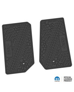 FlexTread  Tire Tread/Scorched Earth Scene Front Floor Liners with JEEP Logo for 07-18 Jeep Wrangler JK