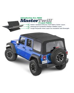 MasterTop  Replacement Soft Top with Tinted Windows in MasterTwill® Fabric  for 07-18 Jeep Wrangler JK 4 Door