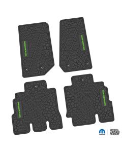 14-18 Jeep JKU 4 Dr Front and Rear -Tire Tread/Scorched Earth Scene w/ Wrangler Insert - Black w/ Lime Insert
