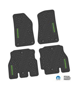 18-24 Jeep JLU 4 Dr Front and Rear -Tire Tread/Scorched Earth Scene w/ Wrangler Insert - Black w/ Lime Insert