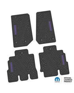 14-18 Jeep JKU 4 Dr Front and Rear -Tire Tread/Scorched Earth Scene w/ Rubicon Insert - Black w/ Purple Insert