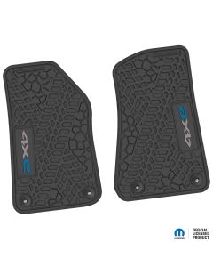 18-24 Jeep JL 2 Dr Front -Tire Tread/Scorched Earth Scene w/ 4xe Insert - Black w/ Silver '4x' & Dark Blue 'e' Insert