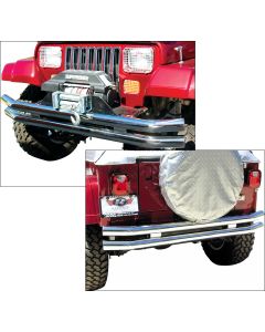 Rampage Products 8449 Front or Rear Double Tube Bumper without Hoop in Stainless Steel for 76-06 Jeep CJ-5, CJ-7, CJ-8 Scrambler, Wrangler YJ, TJ & Unlimited