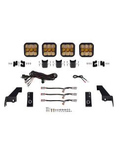 Diode Dynamics DD6827 SS5 4-Pod CrossLink Grille Lightbar Kit Sport Yellow Combo for 18-22 Jeep Wrangler JL
