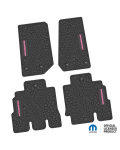 14-18 Jeep JKU 4 Dr Front and Rear -Tire Tread/Scorched Earth Scene w/ Rubicon Insert - Black w/ Pink Insert