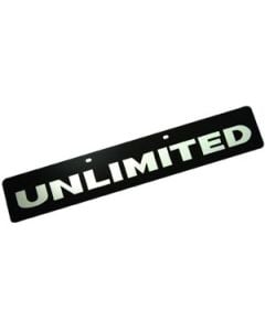 UNLIMITED LOGO ON BLACK LICENSE PLATE