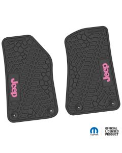 18-24 Jeep JL 2 Dr/Gladiator Front -Tire Tread/Scorched Earth Scene w/ JEEP Insert - Black w/ Pink Insert