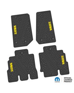 14-18 Jeep JKU 4 Dr Front and Rear -Tire Tread/Scorched Earth Scene w/ Willys Insert - Black w/ Yellow Insert