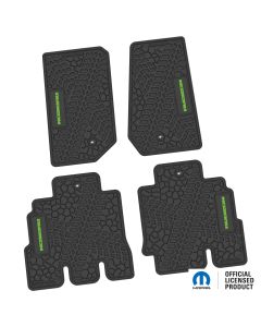 07-13 Jeep JKU 4 Dr Front and Rear -Tire Tread/Scorched Earth Scene w/ Rubicon Insert - Black w/ Lime Insert
