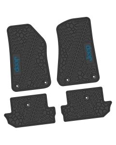 18-24 Jeep JL 2 Dr Front and RearTire Tread/Scorched Earth Scene w/ JEEP Insert - Black w/ Dark Blue Insert