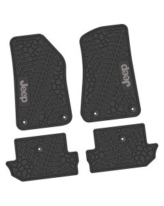 18-24 Jeep JL 2 Dr Front and RearTire Tread/Scorched Earth Scene w/ JEEP Insert - Black w/ Silver Insert