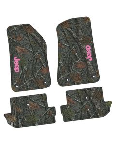 18-24 Jeep JL 2 Dr Front and RearTire Tread/Scorched Earth Scene w/ JEEP Insert - Rugged Woods w/ Pink insert