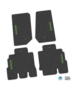 07-13 Jeep JKU 4 Dr Front and Rear -Tire Tread/Scorched Earth Scene w/ Wrangler Insert - Black w/ Lime Insert