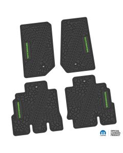 07-13 Jeep JKU 4 Dr Front and Rear -Tire Tread/Scorched Earth Scene w/ Wrangler Insert - Black w/ Lime Insert