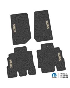 14-18 Jeep JKU 4 Dr Front and Rear -Tire Tread/Scorched Earth Scene w/ Willys Insert - Black w/ Tan Insert