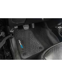 FlexTread  Tire Tread/Scorched Earth Scene Front & Rear Floor Liners with 4XE Logo for 21-24 Jeep Wrangler JL Unlimited 4xe
